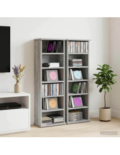 Mobile per CD 2 pz Sonoma grigio 60 x 17 x 92 cm