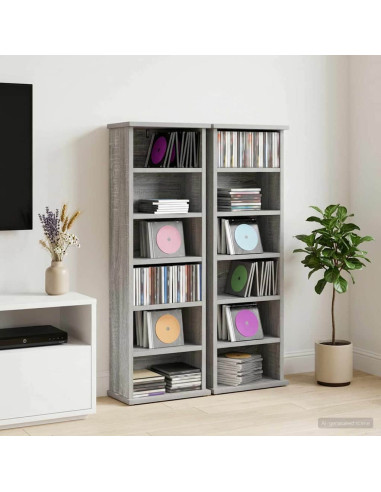 Mobile per CD 2 pz Sonoma grigio 60 x 17 x 92 cm
