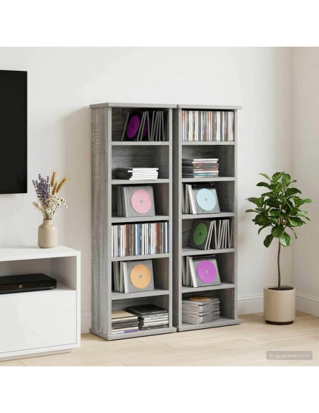 Mobile per CD 2 pz Sonoma grigio 60 x 17 x 92 cm