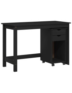 Set di Scrivania e Armadietto 2 pz Nero Legno Massello di Pino 2