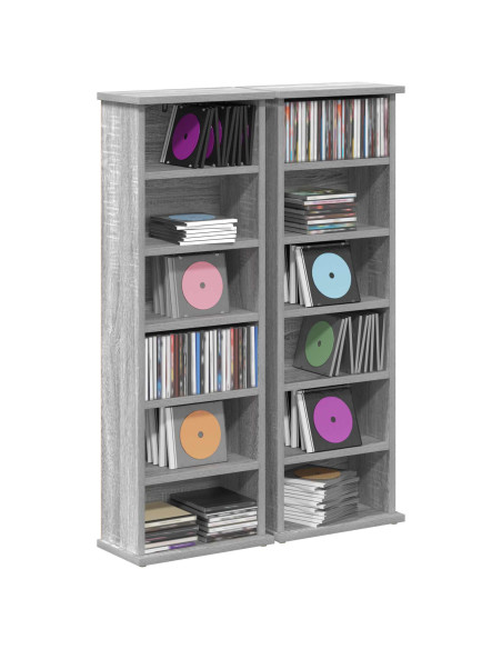 Mobile per CD 2 pz Sonoma grigio 60 x 17 x 92 cm