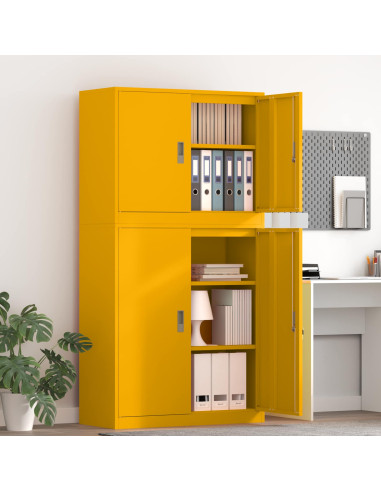 Armadio 2 pz Giallo Senape 90 x 40 x 175 cm Acciaio Bloccabile