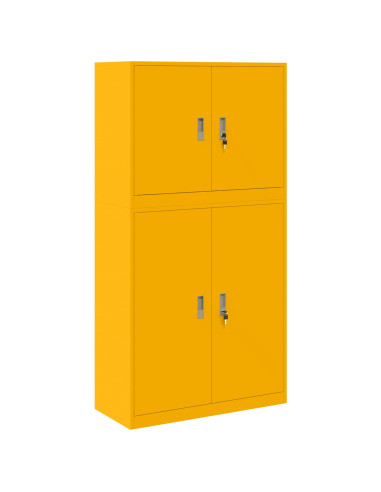 Armadio 2 pz Giallo Senape 90 x 40 x 175 cm Acciaio Bloccabile