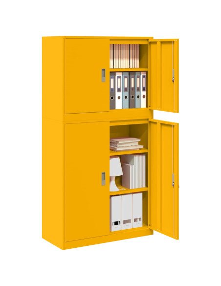 Armadio 2 pz Giallo Senape 90 x 40 x 175 cm Acciaio Bloccabile
