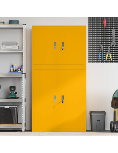 Armadio 2 pz Giallo Senape 90 x 40 x 175 cm Acciaio Bloccabile