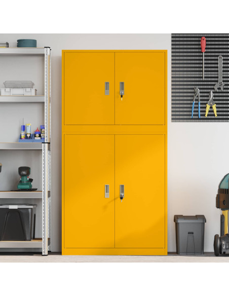 Armadio 2 pz Giallo Senape 90 x 40 x 175 cm Acciaio Bloccabile