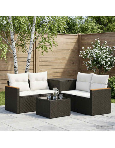 Set di divani 6 pz Nero e Bianco Crema