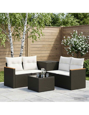 Set di divani 6 pz Nero e Bianco Crema