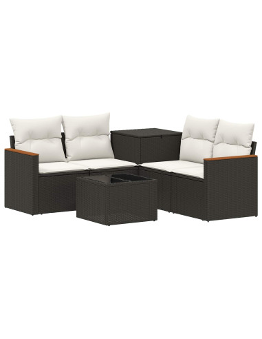 Set di divani 6 pz Nero e Bianco Crema