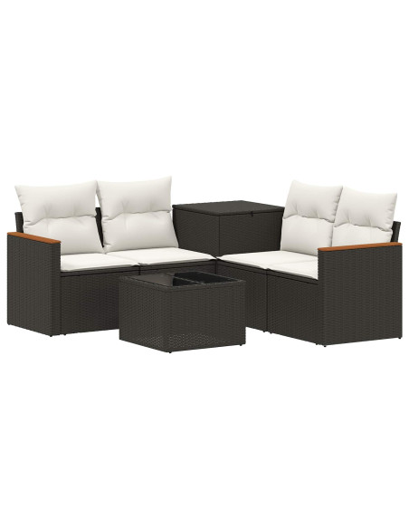 Set di divani 6 pz Nero e Bianco Crema