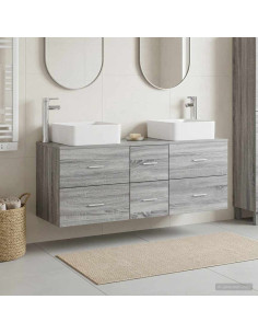 Set di Armadi da Bagno 3 pz Sonoma grigio 49,5 x 41 x 63 cm