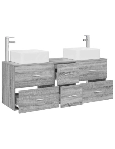 Set di Armadi da Bagno 3 pz Sonoma grigio 49,5 x 41 x 63 cm