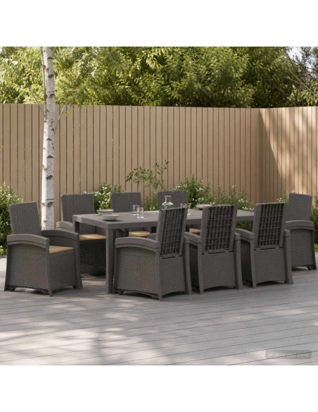 Set da Pranzo per Giardino 9 pz Grigio chiaro e Tortora PP