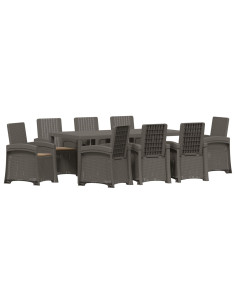 Set da Pranzo per Giardino 9 pz Grigio chiaro e Tortora PP 2