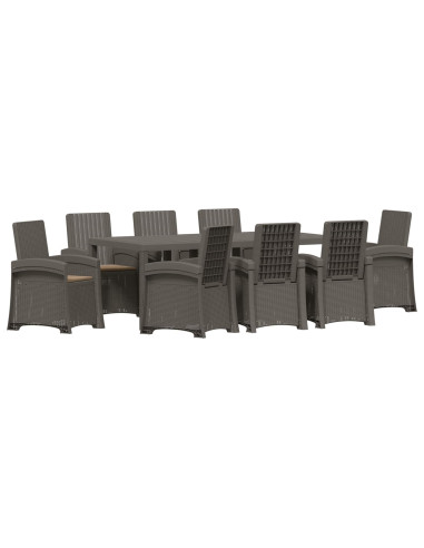 Set da Pranzo per Giardino 9 pz Grigio chiaro e Tortora PP