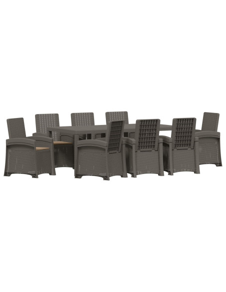Set da Pranzo per Giardino 9 pz Grigio chiaro e Tortora PP