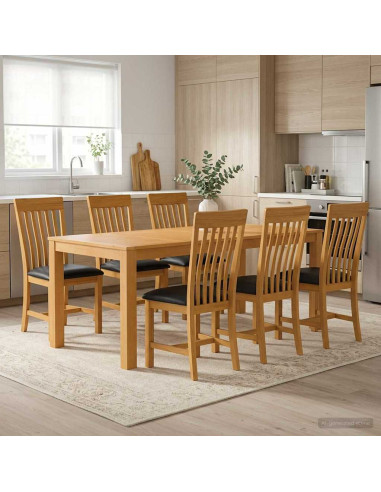 Set da pranzo 7 pz Nero Legno di Quercia Massello