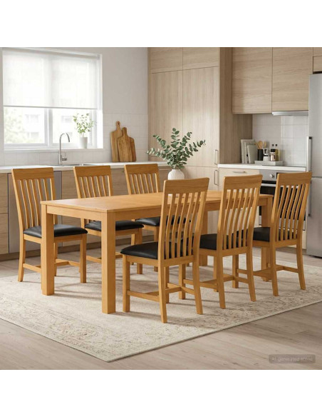 Set da pranzo 7 pz Nero Legno di Quercia Massello