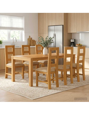 Set da pranzo 7 pz Beige Legno di Quercia Massello