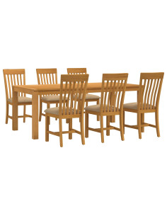 Set da pranzo 7 pz Beige Legno di Quercia Massello 2