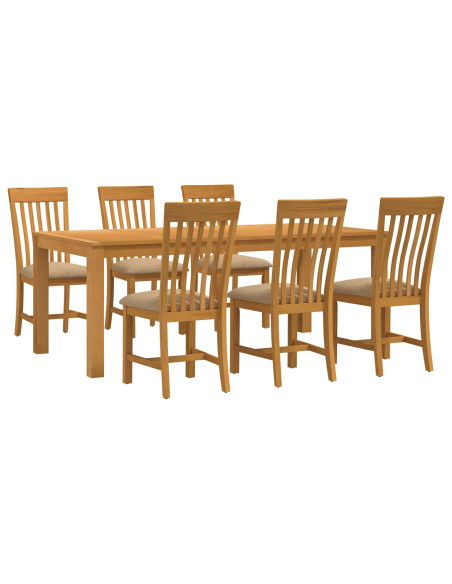 Set da pranzo 7 pz Beige Legno di Quercia Massello