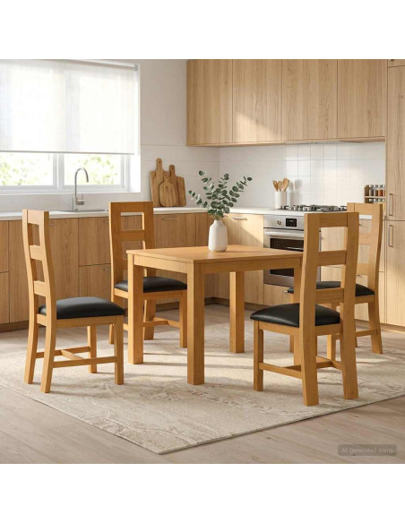 Set da pranzo 5 pz Nero Legno di Quercia Massello