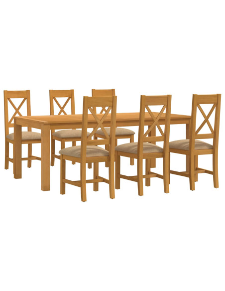 Set da pranzo 7 pz Beige Legno di Quercia Massello