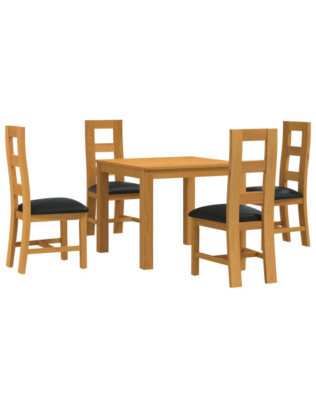Set da pranzo 5 pz Nero Legno di Quercia Massello