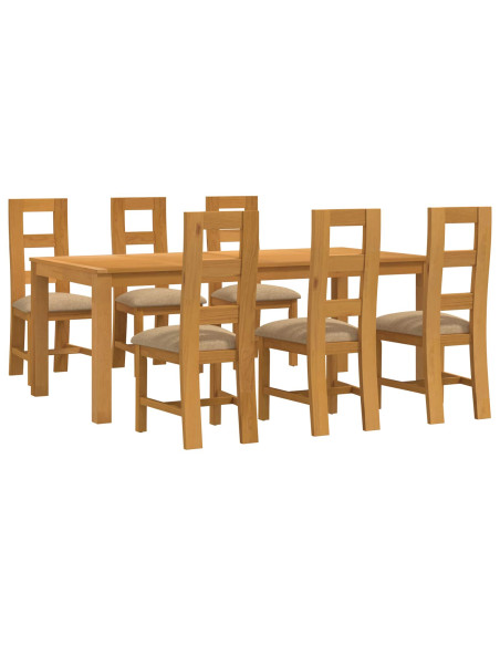 Set da pranzo 7 pz Beige Legno di Quercia Massello