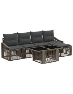 Set Divano da Giardino 6 pz Grigio e Grigio Scuro polyrattan 2