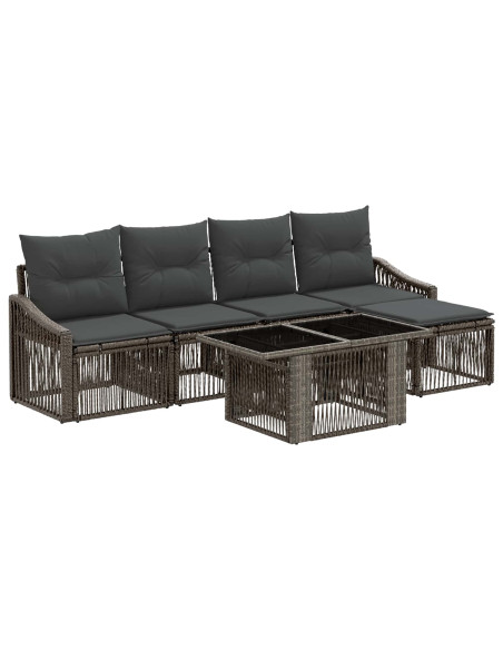 Set Divano da Giardino 6 pz Grigio e Grigio Scuro polyrattan