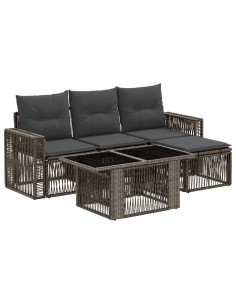 Set Divano da Giardino 5 pz Grigio e Grigio Scuro polyrattan 2