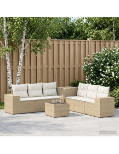 Set di divani 8 pz Beige e Bianco Crema