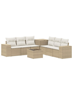 Set di divani 8 pz Beige e Bianco Crema 2