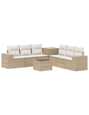Set di divani 8 pz Beige e Bianco Crema