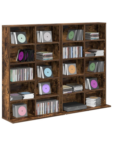 Mobile per CD 2 pz Rovere Fumo 65 x 23,5 x 97,5 cm