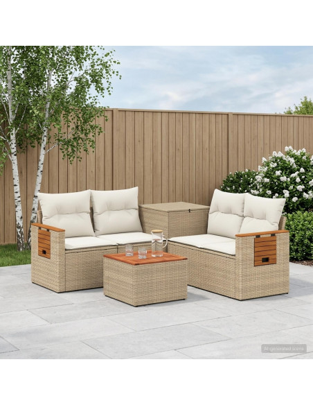 Set di divani 6 pz Beige e Bianco Crema