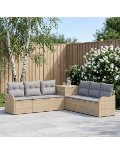 Set di divani 7 pz Beige e Grigio Chiaro