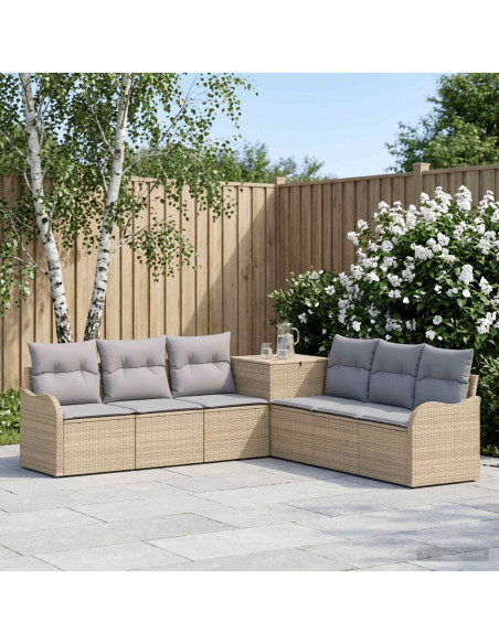 Set di divani 7 pz Beige e Grigio Chiaro