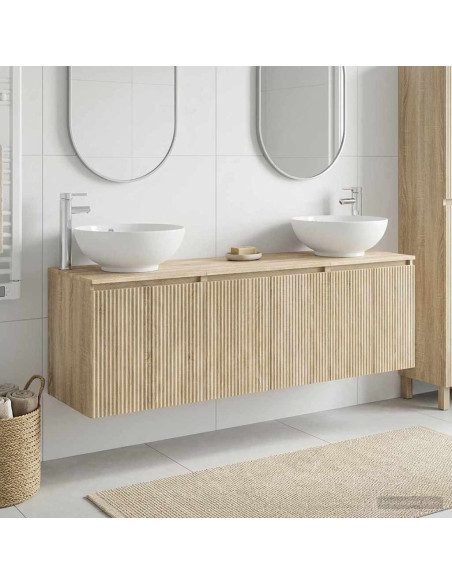 Set di Armadi da Bagno 3 pz Rovere Sonoma 49,5 x 44,5 x 65 cm