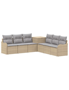 Set di divani 7 pz Beige e Grigio Chiaro 2