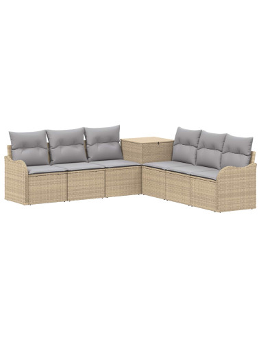 Set di divani 7 pz Beige e Grigio Chiaro