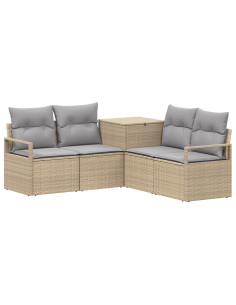 Set di divani 5 pz Beige e Grigio Chiaro 2