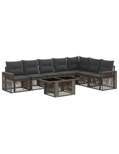 Set Divano da Giardino 8 pz Grigio e Grigio Scuro polyrattan 2