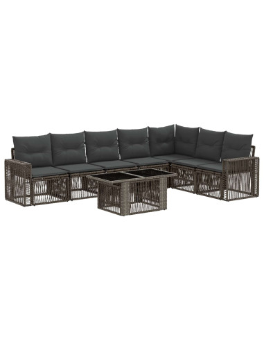Set Divano da Giardino 8 pz Grigio e Grigio Scuro polyrattan