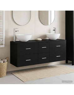 Set di Armadi da Bagno 3 pz Rovere Nero 49,5 x 35 x 63 cm