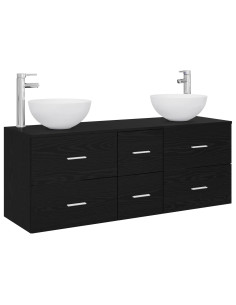 Set di Armadi da Bagno 3 pz Rovere Nero 49,5 x 35 x 63 cm 2