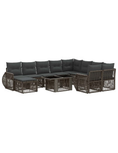 Set Divano da Giardino 11 pz Grigio e Grigio Scuro polyrattan 2