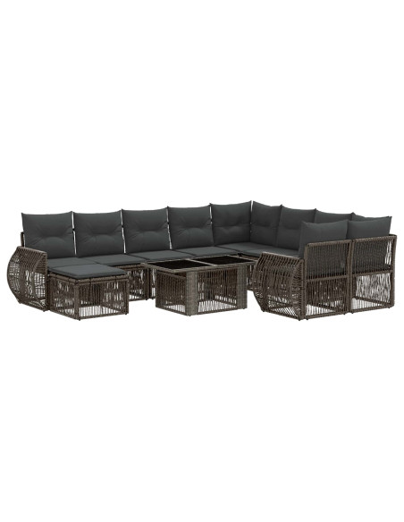 Set Divano da Giardino 11 pz Grigio e Grigio Scuro polyrattan