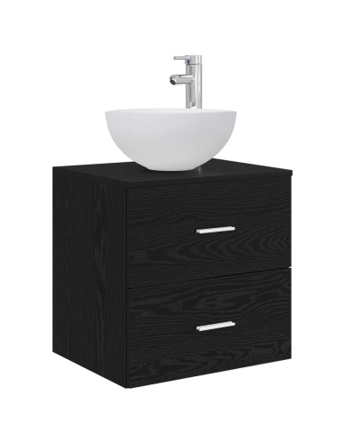 Set di Armadi da Bagno 3 pz Rovere Nero 49,5 x 35 x 63 cm
